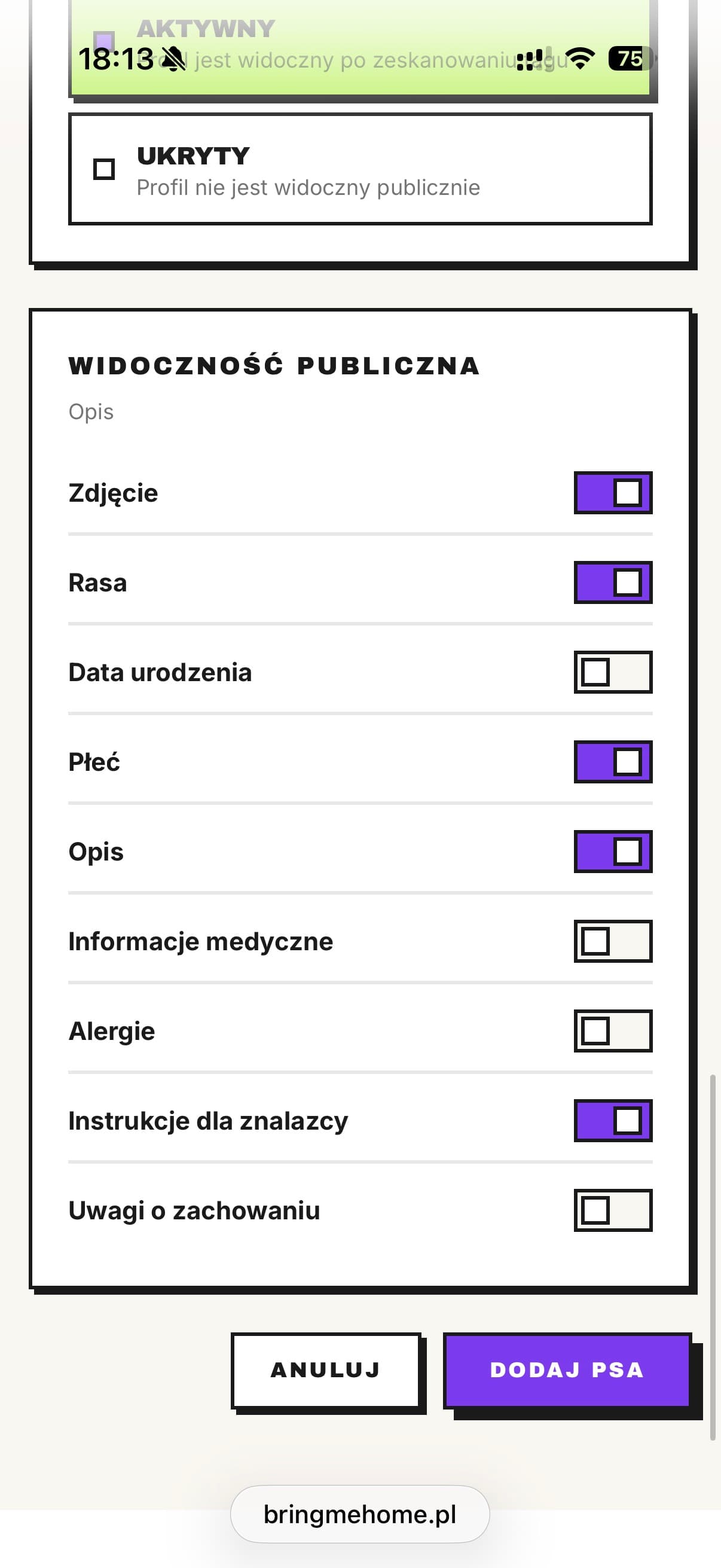 Ustawiasz widoczność