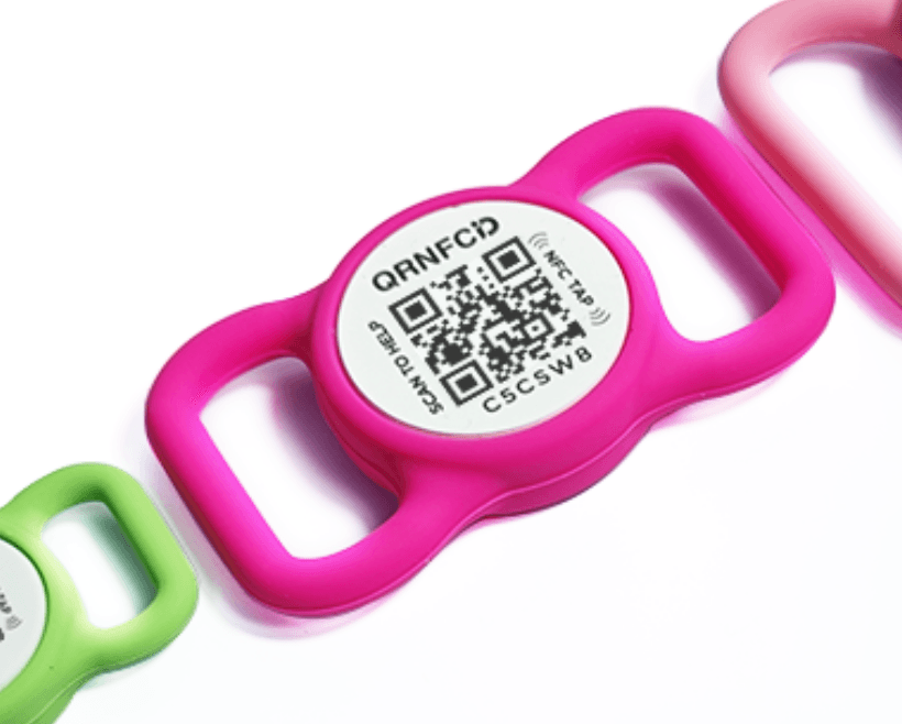 Różowa adresówka QR i NFC BringMeHome dla psa i kota